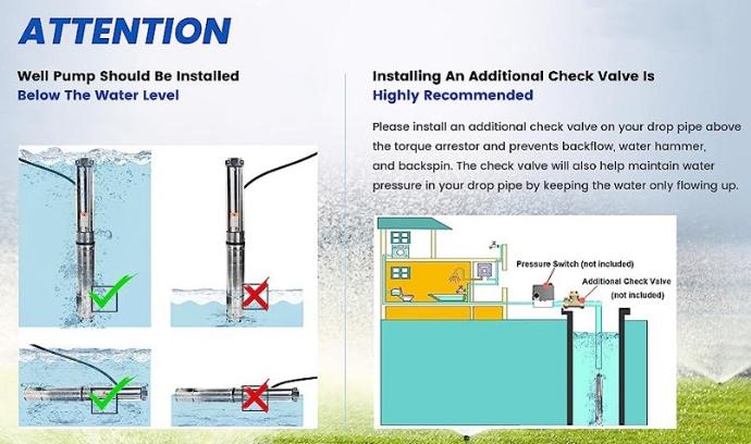 submersible well pump installation precautions