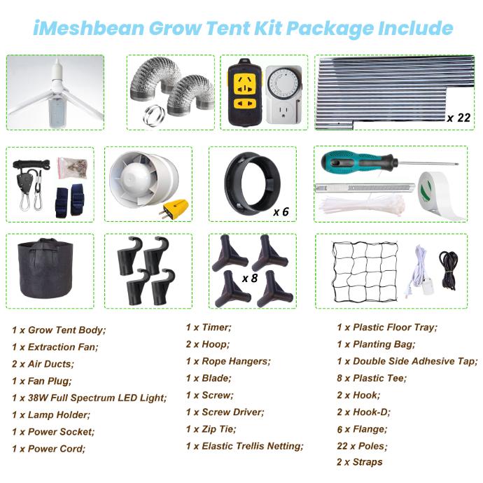 IMESHBEAN GROW TENT KIT Package Include IMESHBEAN GROW TENT KIT Package Include