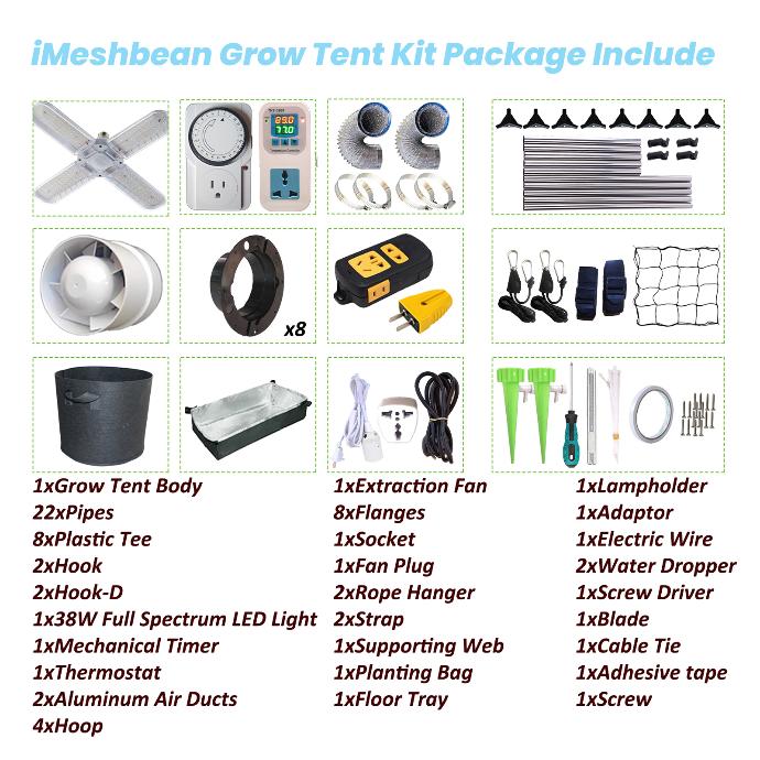 iMeshbean Grow Tent Kit Package Include iMeshbean Grow Tent Kit Package Include