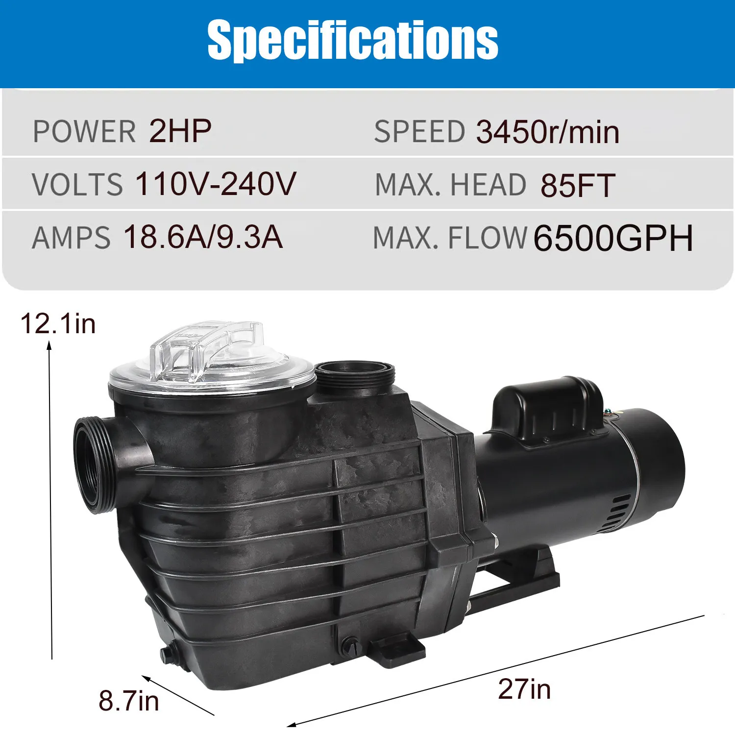 2HP Swimming Pool Pump Speicification 2HP Swimming Pool Pump Speicification