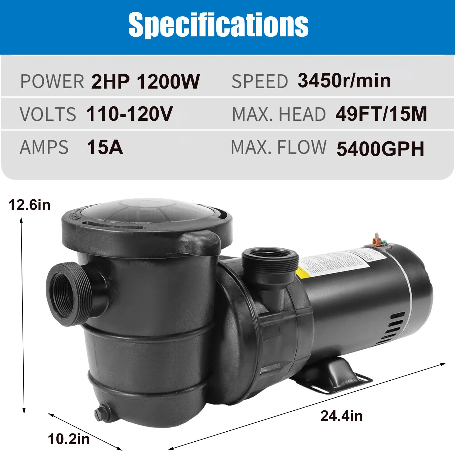 2HP Swimming Pool Pump Specification