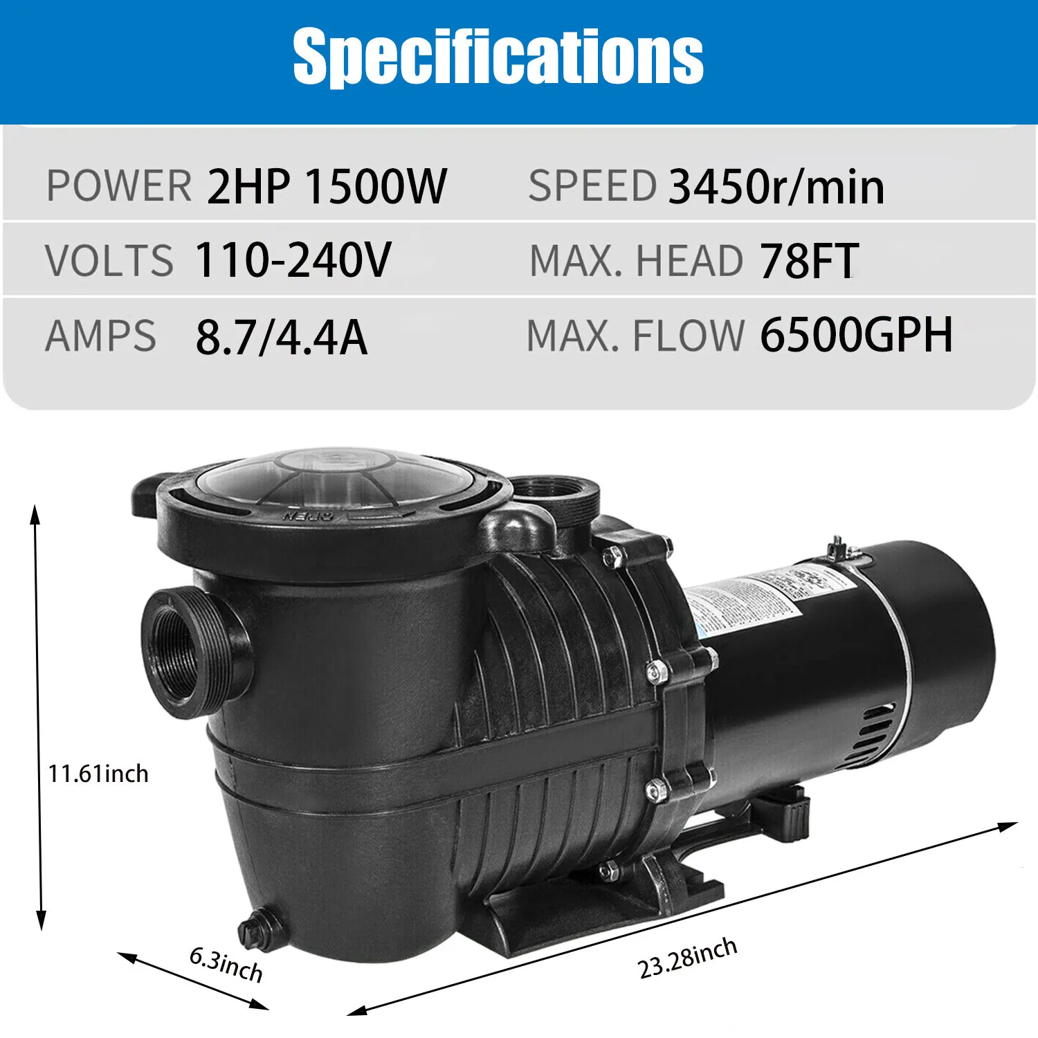 2HP Swimming Pool Pump Specification