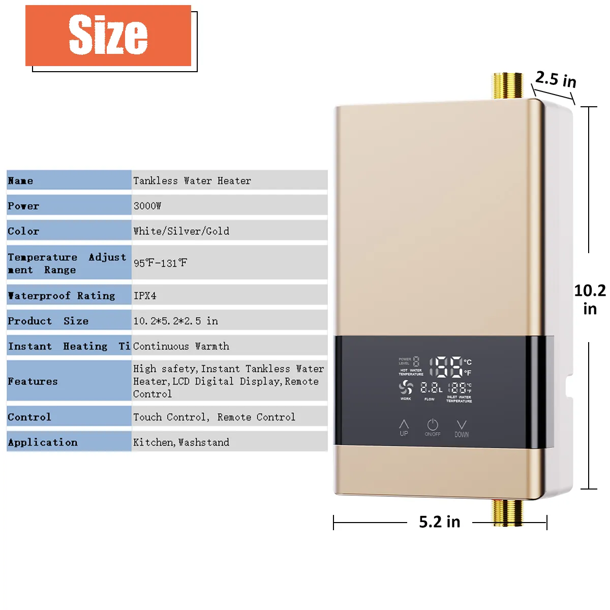 Electric Instant Tankless Water Heater Specificaton Electric Instant Tankless Water Heater Specificaton