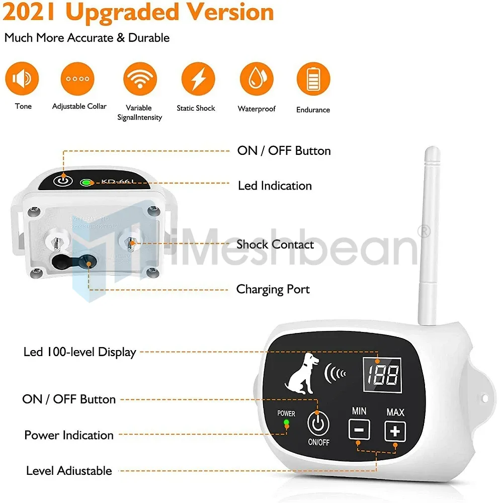 Wireless Dog Fence Pet Containment System Waterproof Training Collars