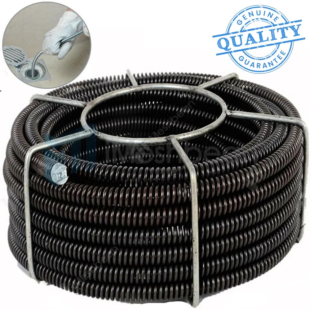 iMeshbean Drain Cleaning Cable 45 Feet x 7/8 Inch Hollow Core Cable Sewer  Cable Drain Auger Cable Cleaner Snake Clog Pipe Drain Cleaning Cable Sewer  Drain Auger Snake Pipe 