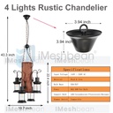 4-Light Rustic Farmhouse Furniture Wood Chandelier Pendant Lighting Fixture