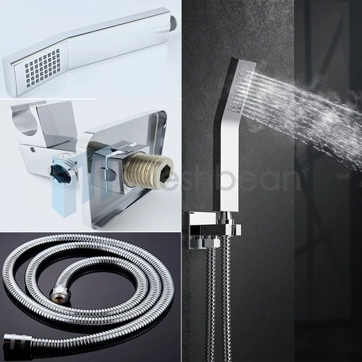 8"Shower Faucet Set System Rainfall Shower Head Combo w/Mixer Valve Kit Wall Mount