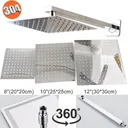 12"Shower Faucet Set System Rainfall Shower Head Combo w/Mixer Valve Kit Wall Mount