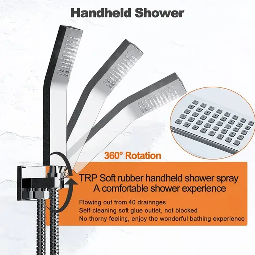 12"Shower Faucet Set System Rainfall Shower Head Combo w/Mixer Valve Kit Wall Mount