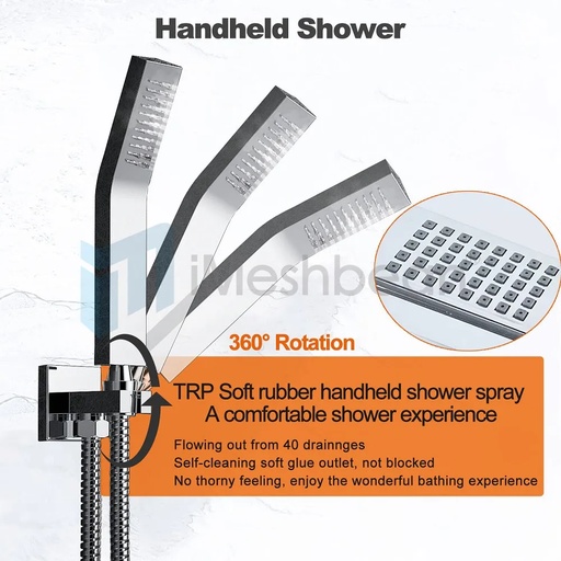 12"Shower Faucet Set System Rainfall Shower Head Combo w/Mixer Valve Kit Wall Mount