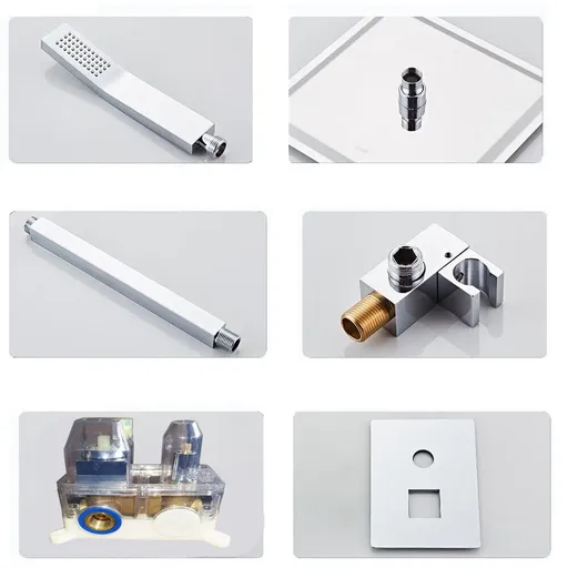 8"Shower Faucet Set System Rainfall Shower Head Combo w/Mixer Valve Kit Wall Mount