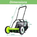 Reel Lawn Mower,16 inch,5 Blades,9-Position Height Adjustment w/Grass Catcher