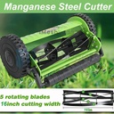 Reel Lawn Mower,16 inch,5 Blades,9-Position Height Adjustment w/Grass Catcher