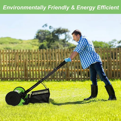 Reel Lawn Mower,16 inch,5 Blades,9-Position Height Adjustment w/Grass Catcher