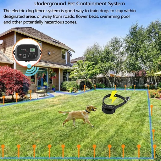 Wireless Electric Dog Fence Pet Containment System Shock Collar For 2 Dogs