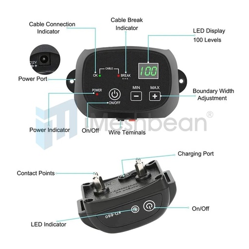 Wireless Electric Dog Fence Pet Containment System Shock Collar For 2 Dogs