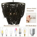 26"Boho Chandelier Draped Wood Beaded Farmhouse Chandelier Ceiling Light Fixture