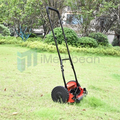 14-Inch 5-Blade Manual Reel Lawn Mower w/Adjustable Cutting Height Grass Catcher