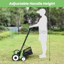 Manual Reel Lawn Mower,16inch,4 Wheel w/Adjustable Cutting Height Grass Catcher