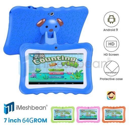 64GB 7" Android 9.1 Tablet PC For Kids Quad-Core Dual Cameras WiFi Bundle Case