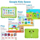 7" Android 9 Tablet PC For Kids 64G Quad-Core Dual Cameras WiFi Bundle Case, Green