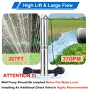 iMeshbean 4" 1HP Submersible Pump 207" Head 37 GPM 110V Stainless Steel with 100" Electric Cord