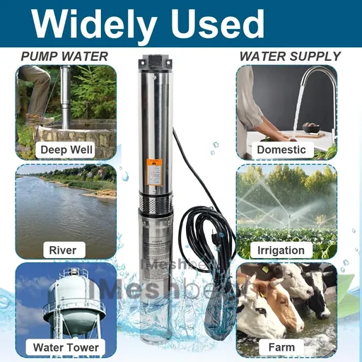 imeshbean 1 HP Well Pump 4'' Submersible Water Pump 207' Max 220V 37GPM w/Control Box