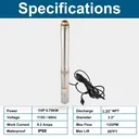 imeshbean 3'' 1 HP Submersible Well Pump 207' Max 115V 13 GPM 1.25'' NPT w/Control Box