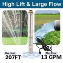 imeshbean 3'' 1 HP Submersible Well Pump 207' Max 115V 13 GPM 1.25'' NPT w/Control Box