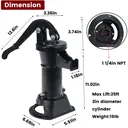 Manual Water Pitcher Pump 25Ft Lift Cast Iron Hand Pitcher Pump Well Kit Black