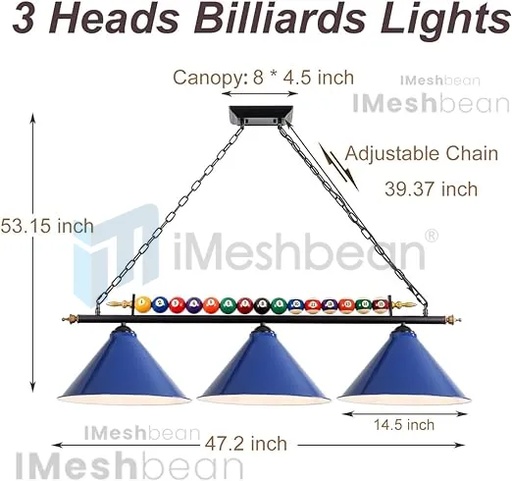 47" Hanging Pool Table Lights Billiard Pool Table Lighting Fixtures for 7' 8' Game Room Pool Table