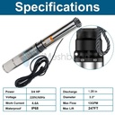 iMeshbean 3" Deep Well Submersible Pump 3/4 HP Deep Well Pump 220V Submersible Water Pump 60Hz