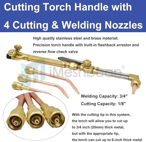 Oxy Acetylene Torch Kit Medium Duty Cutting Torch and Welding Kit Brazing Torch Kit with Dual Gas Welding Hose Regulator