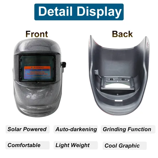 Carbon Fiber Pro Solar Auto Darkening Welding Helmet Arc Tig Mig Mask Grinding Welder