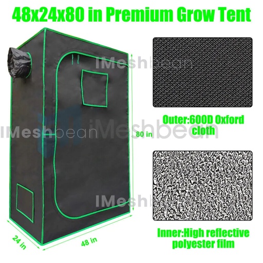 48"x24"x80" Complete Grow Tent Kit w/LED Full Spectrum Grow Light+Air Filter Kit+Duct Fan