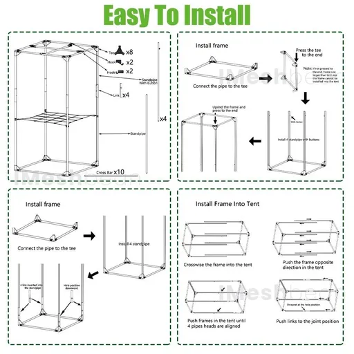 48"x48"x83" Complete Roof Grow Tent Kit w/LED Full Spectrum Grow Light+Air Filte