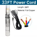 1HP 4” Deep Well Pump 33GPM Submersible Pump 276ft Stainless Steel 110V