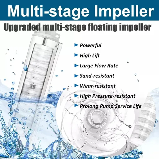 1HP 4” Deep Well Pump 33GPM Submersible Pump 276ft Stainless Steel 110V