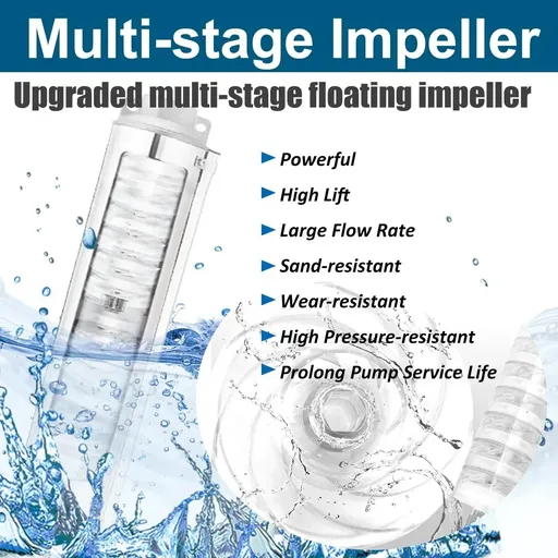 2HP 4" Deep Well Submersible Pump 220V 37 GPM 427' Max 33' Cord 12 Stage 60Hz