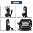2HP Submersible Sump Pump 1500W Cast Iron Sewage Pump 6498GPH w/66ft HOSE 220V