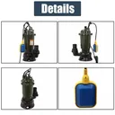 1HP 750W Cast Iron Sewage Submersibl Sump Pump 4000GPH w/ Float Switch 110-120V