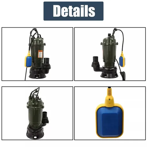 1HP 750W Cast Iron Sewage Submersibl Sump Pump 4000GPH w/ Float Switch 110-120V