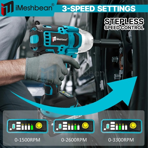 21V 1/2" Brushless Cordless High Torque Drill/Driver Impact Wrench 2 Battery 800