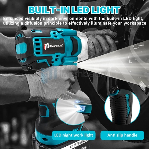 21V 1/2" Brushless Cordless High Torque Drill/Driver Impact Wrench 2 Battery 800