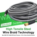 100ft Pressure Washer Hose 4000PSI Non-Marking 3/8" Couplers Hot&Cold Water 275F