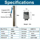 2HP 4" Solar Pump Submersible Pump Bore DC 110V Deep Well Pump+MPPT Controller