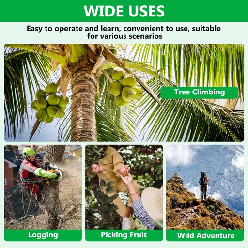 Tree Climbing Spikes Adjustable Height Pole Tree Climbing Spurs Steel w/2 Gear