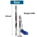 2.5" 1HP Deep Well Submersible Pump 220V 13 GPM 311FT Max 26 Stage 50FT Cord