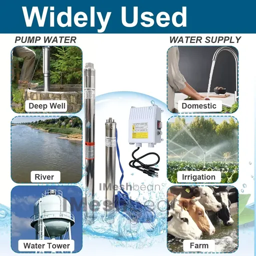 2.5" 1HP Deep Well Submersible Pump 220V 13 GPM 311FT Max 26 Stage 50FT Cord