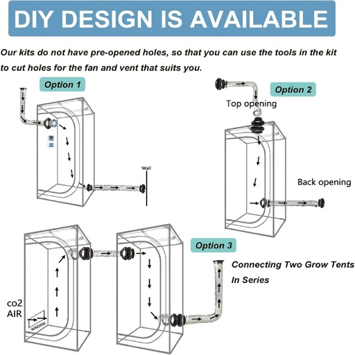 24"x24"x55" Complete Grow Tent Kit w/ LED Full Spectrum Grow Light+Ventilation Inline Fan